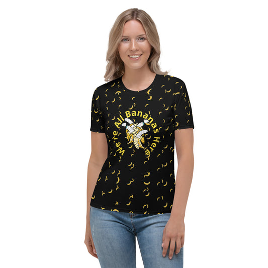 Women's We're All Bananas Here all-over t-shirt